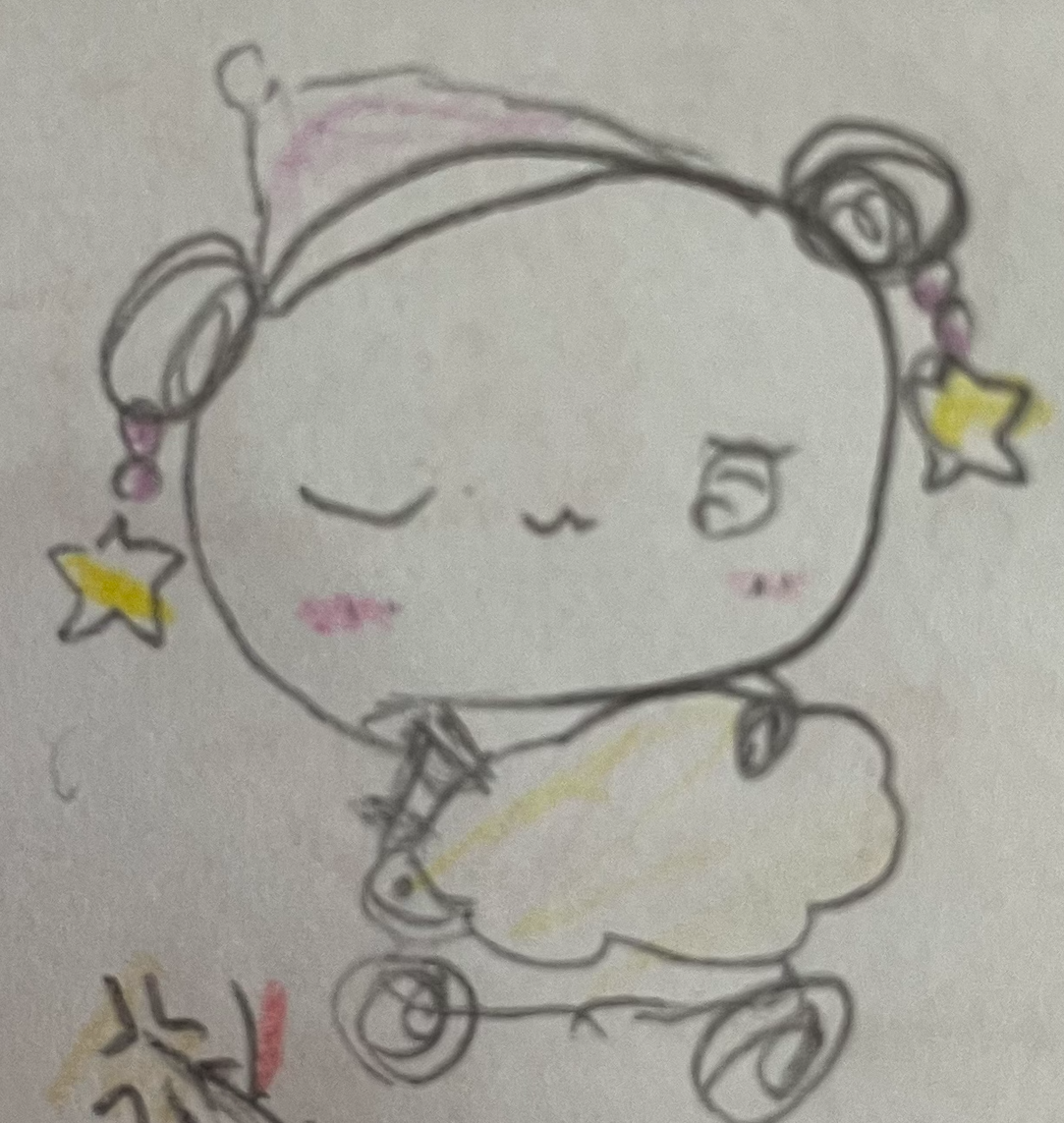 星飾りと雲に乗るさなみの原画
