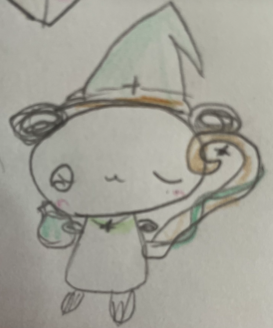 帽子と杖を持つころんの原画